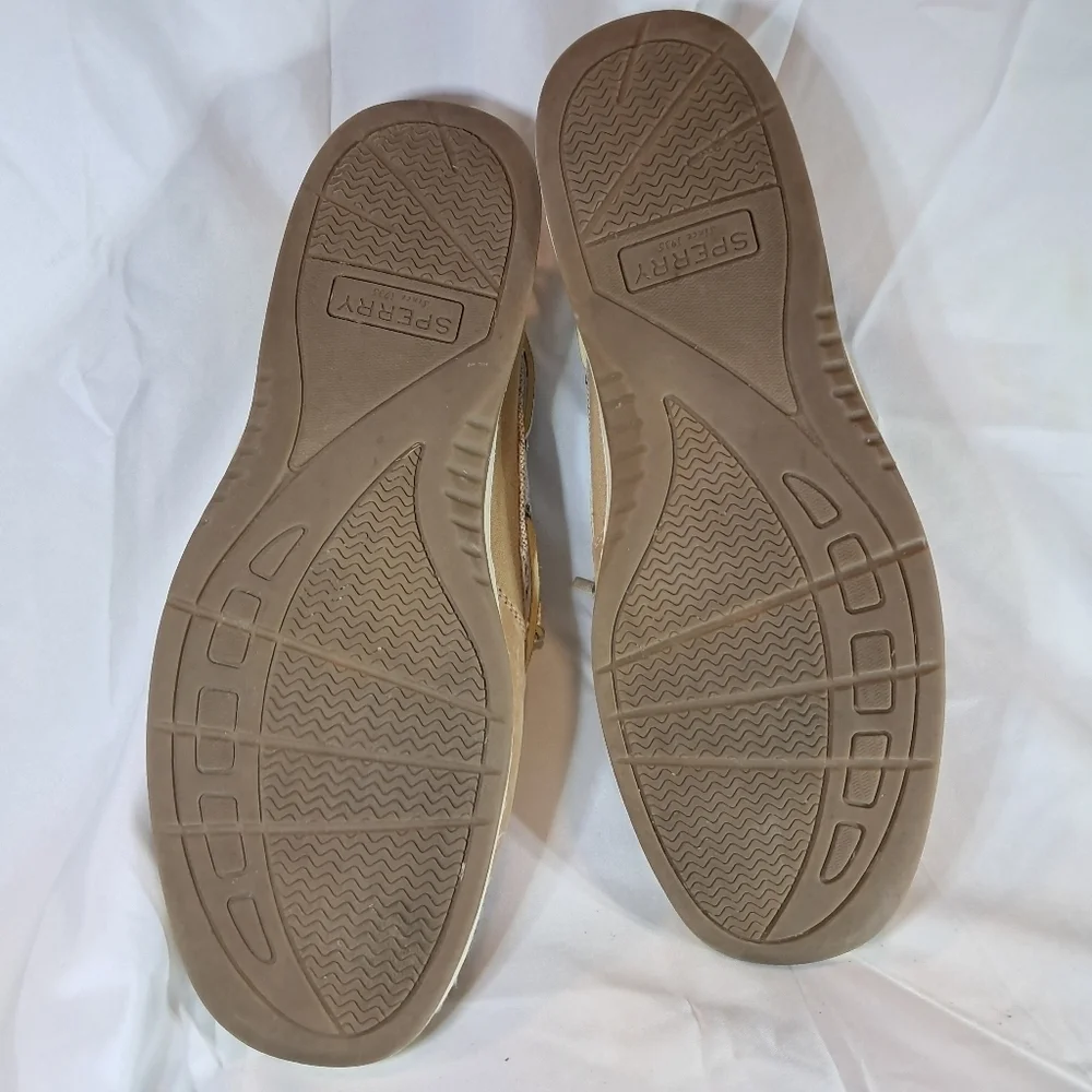 Sperry Top Siders Rosefish Slip On Shoes Womens Size 9.5 Tan Sparkle